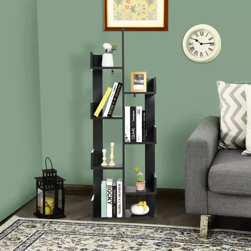 Costway Libreria Moderna a 8 Ripiani a Forma di Albero, Decorazione per l'Archiviazione, Autoportante Bianco/Nero
