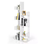 Costway Libreria Moderna a 8 Ripiani a Forma di Albero, Decorazione per l'Archiviazione, Autoportante Bianco/Nero