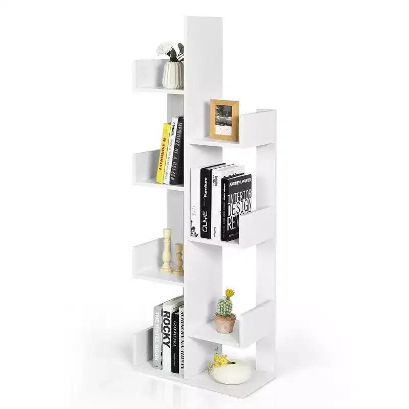 Costway Libreria Moderna a 8 Ripiani a Forma di Albero, Decorazione per l'Archiviazione, Autoportante Bianco/Nero