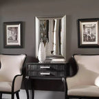 Specchio da parete rettangolare Uttermost Vanity Accent moderno smussato con cornice in legno finitura grigio foglia argento 26 3/4 di larghezza per bagno camera da letto