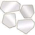 Uttermost Asymmetrical Vanity Decorative Accent Wall Mirrors Set of 4 Modern Aged Gold Frame 19 3/4 Wide for Bathroom Bedroom