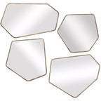 Uttermost Asymmetrical Vanity Decorative Accent Wall Mirrors Set of 4 Modern Aged Gold Frame 19 3/4 Wide for Bathroom Bedroom