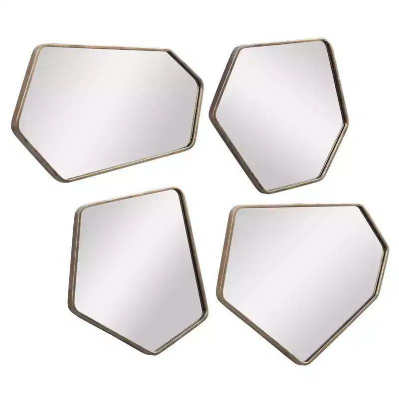 Specchi da parete decorativi asimmetrici da bagno Uttermost set da 4, con cornice moderna oro anticato, larghi 19 3/4 pollici, per bagno e camera da letto