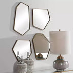 Specchi da parete decorativi asimmetrici da bagno Uttermost set da 4, con cornice moderna oro anticato, larghi 19 3/4 pollici, per bagno e camera da letto
