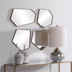 Specchi da parete decorativi asimmetrici da bagno Uttermost set da 4, con cornice moderna oro anticato, larghi 19 3/4 pollici, per bagno e camera da letto
