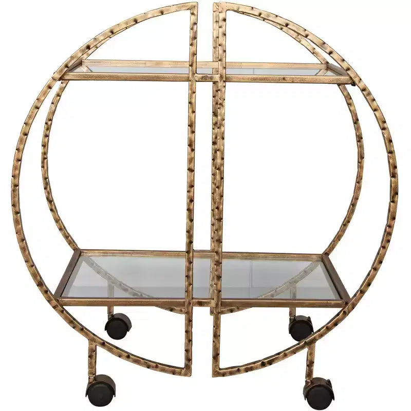 Uttermost Zelina 30 1/4 Wide Antique Gold 2-Shelf Bar Cart