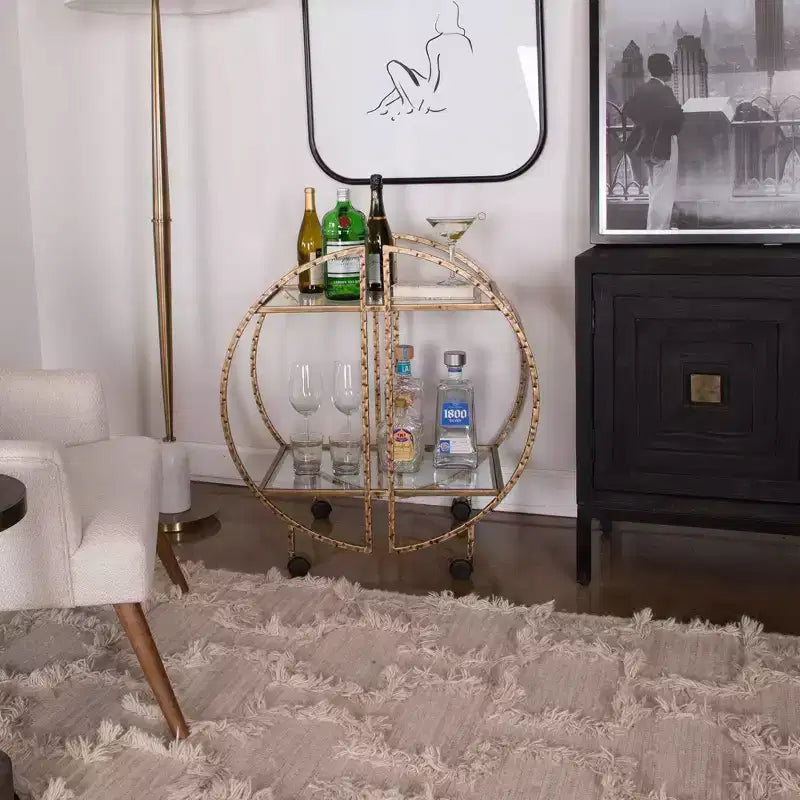 Carrello bar Uttermost Zelina largo 30 1/4" color oro antico a 2 ripiani