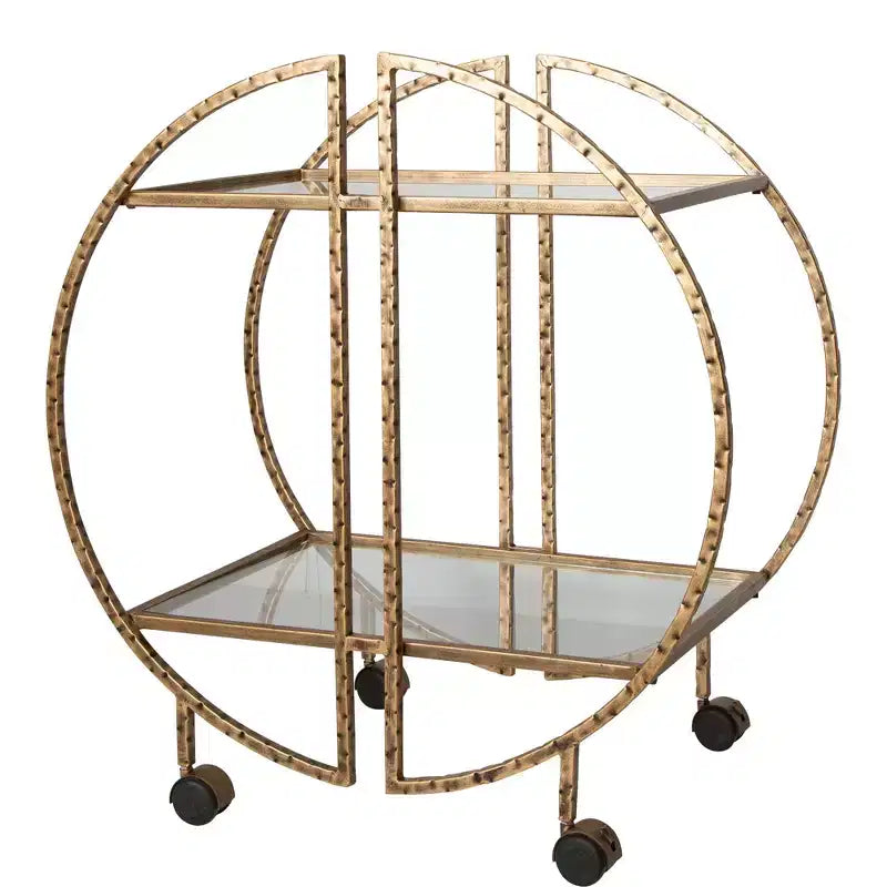 Carrello bar Uttermost Zelina largo 30 1/4" color oro antico a 2 ripiani