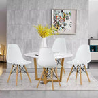 Costway Set di 4 Sedie da Pranzo Moderne Senza Braccioli per Casa e Ufficio con Gambe in Legno Bianco/Nero/Blu