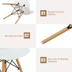 Costway Set di 4 Sedie da Pranzo Moderne Senza Braccioli per Casa e Ufficio con Gambe in Legno Bianco/Nero/Blu