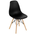 Costway Set di 4 Sedie da Pranzo Moderne Senza Braccioli per Casa e Ufficio con Gambe in Legno Bianco/Nero/Blu