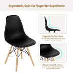 Costway Set di 4 Sedie da Pranzo Moderne Senza Braccioli per Casa e Ufficio con Gambe in Legno Bianco/Nero/Blu