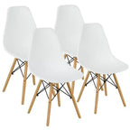 Costway Set di 4 Sedie da Pranzo Moderne Senza Braccioli per Casa e Ufficio con Gambe in Legno Bianco/Nero/Blu