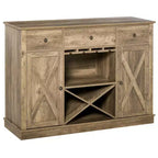 HOMCOM Farmhouse Sideboard Buffet Cabinet with X-Shaped Wine Rack, Stemware Holder, 3 Drawers
