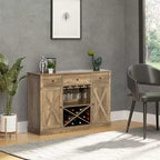 HOMCOM Madia Credenza da Cucina Stile Rustico con Portabottiglie, Portabicchieri e 3 Cassetti