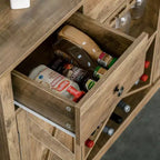 HOMCOM Madia Credenza da Cucina Stile Rustico con Portabottiglie, Portabicchieri e 3 Cassetti