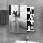 kleankin mobiletto a specchio 45,5 x 65,5 cm per bagno con anta scorrevole e 3 ripiani, in acciaio inox, per soggiorno e camera da letto