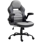 Sedia da gaming ergonomica Vinsetto, sedia da computer stile racing, sedia da ufficio direzionale con similpelle PU, funzione basculante, ruote girevoli, nero/grigio