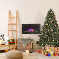 HOMCOM 28.5 1500W Electric Wall-Mounted Fireplace with Flame Effect 7 Color Background Light and Side Light