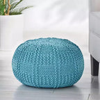 Pouf rotondo moderno in cotone a maglia Hortense - Christopher Knight Home