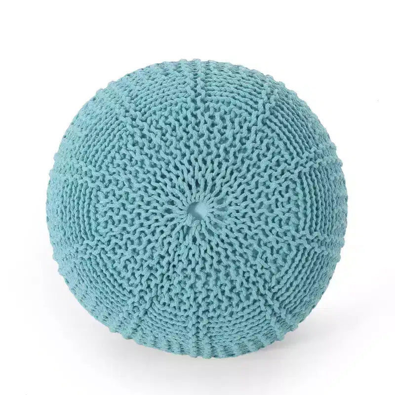 Pouf rotondo moderno in cotone a maglia Hortense - Christopher Knight Home