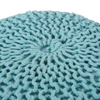 Pouf rotondo moderno in cotone a maglia Hortense - Christopher Knight Home