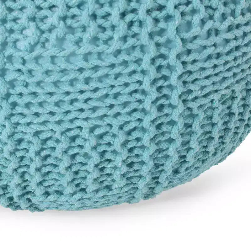 Pouf rotondo moderno in cotone a maglia Hortense - Christopher Knight Home
