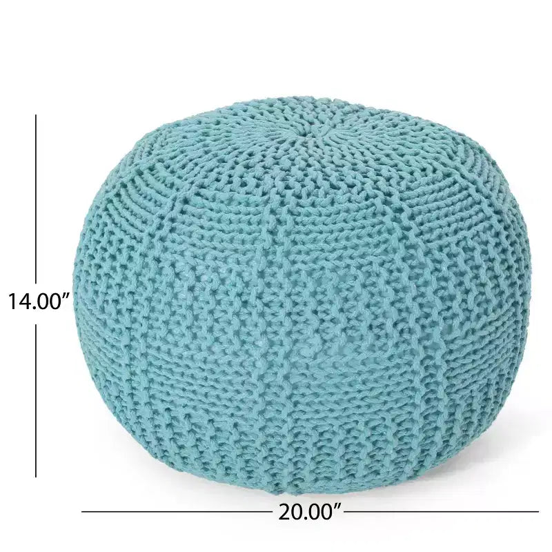 Pouf rotondo moderno in cotone a maglia Hortense - Christopher Knight Home