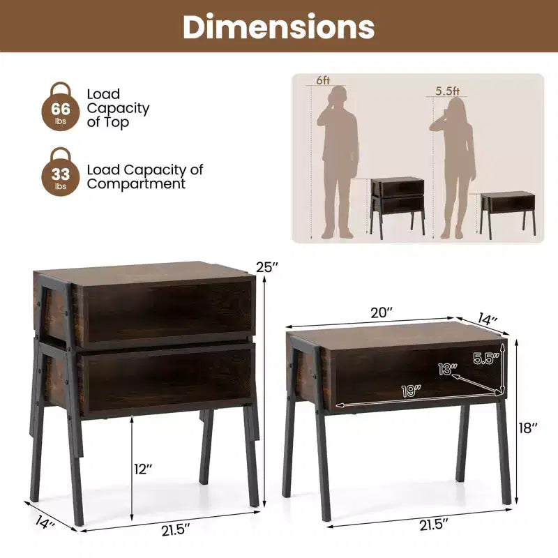Costway Tavolino impilabile Comodino Tavolino d'appoggio Tavolino d'accento