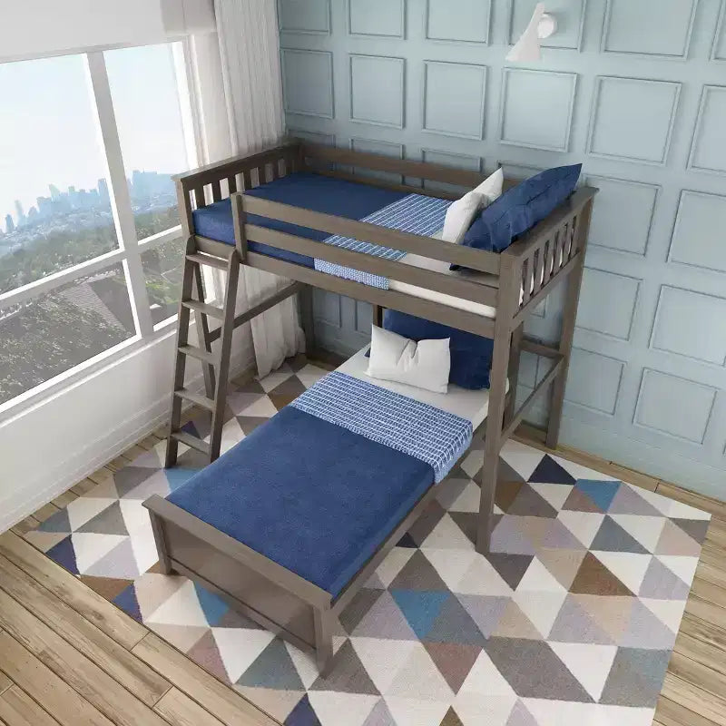 Max & Lily Letto a Castello a L in Legno Massello per Bambini, da Una Piazza e Mezza