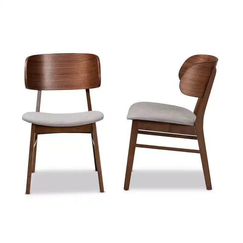 Set di 2 sedie da pranzo Alston in tessuto imbottito e legno - Baxton Studio