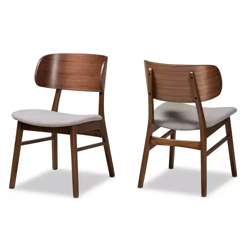 Set di 2 sedie da pranzo Alston in tessuto imbottito e legno - Baxton Studio