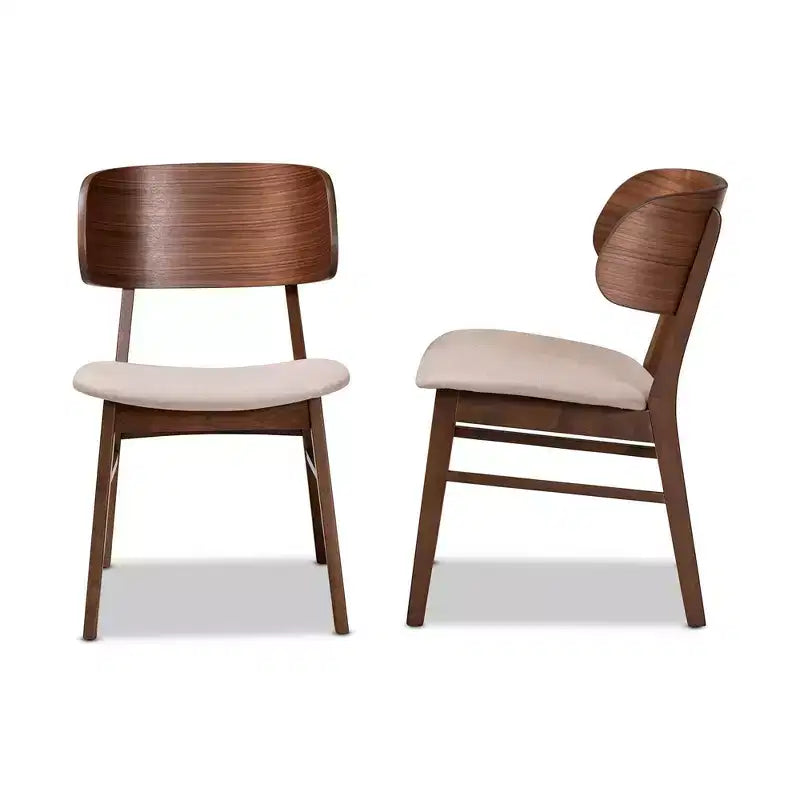 Set di 2 sedie da pranzo Alston in tessuto imbottito e legno - Baxton Studio