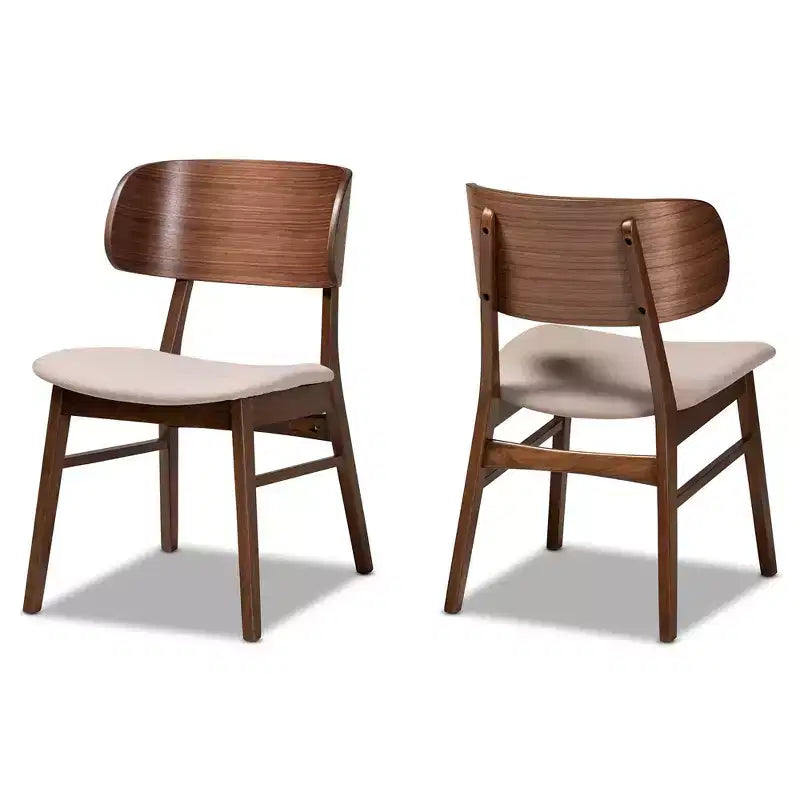Set di 2 sedie da pranzo Alston in tessuto imbottito e legno - Baxton Studio