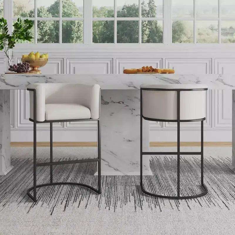 Set di 3 sgabelli da bar Cosmopolitan in metallo rivestito, altezza bancone - Manhattan Comfort