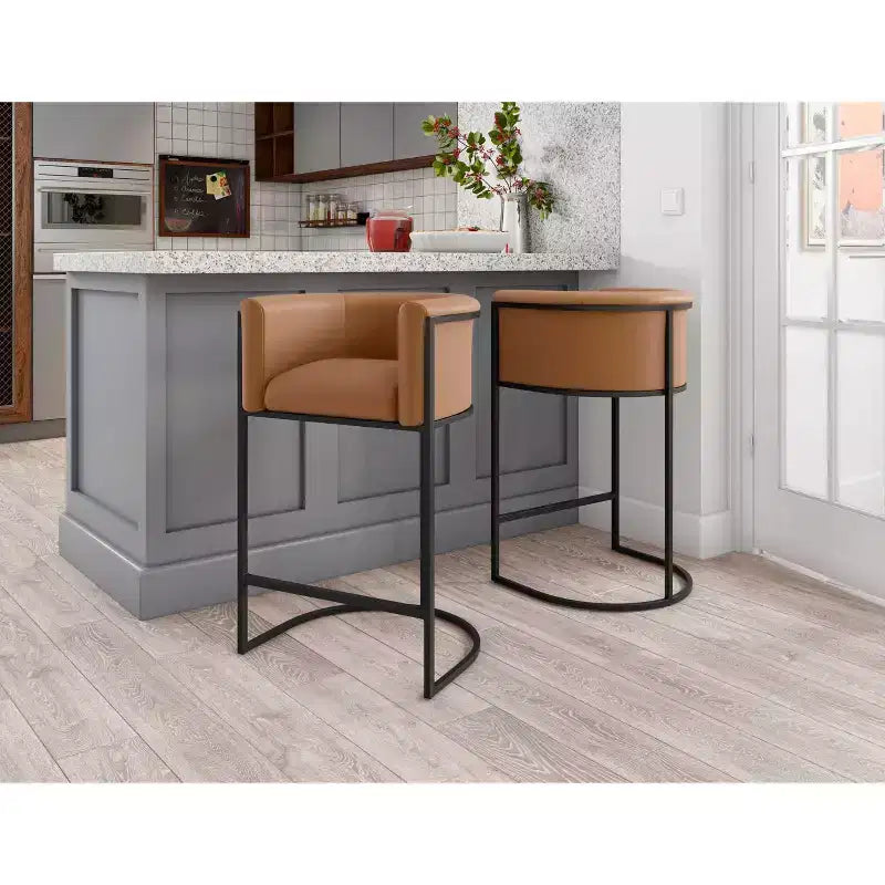 Set di 3 sgabelli da bar Cosmopolitan in metallo rivestito, altezza bancone - Manhattan Comfort