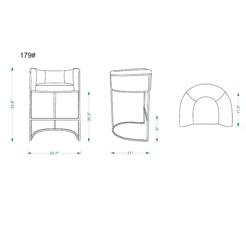 Set di 3 sgabelli da bar Cosmopolitan in metallo rivestito, altezza bancone - Manhattan Comfort