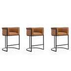 Set of 3 Cosmopolitan Upholstered Metal Counter Height Barstools - Manhattan Comfort