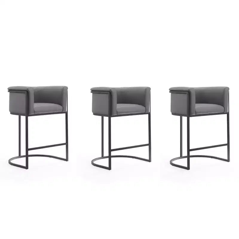 Set di 3 sgabelli da bar Cosmopolitan in metallo rivestito, altezza bancone - Manhattan Comfort