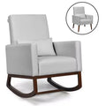 Costway 2-in-1 Fabric Upholstered Rocking Chair Nursery Armchair with Pillow Light Grey