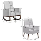 Costway Poltrona a Dondolo per Bambini 2 in 1 in Tessuto con Cuscino, Grigio Chiaro
