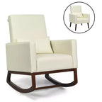 Costway 2-in-1 Fabric Upholstered Rocking Chair Nursery Armchair with Pillow Beige