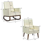 Costway Sedia a dondolo 2-in-1, poltrona da allattamento in tessuto con cuscino, beige