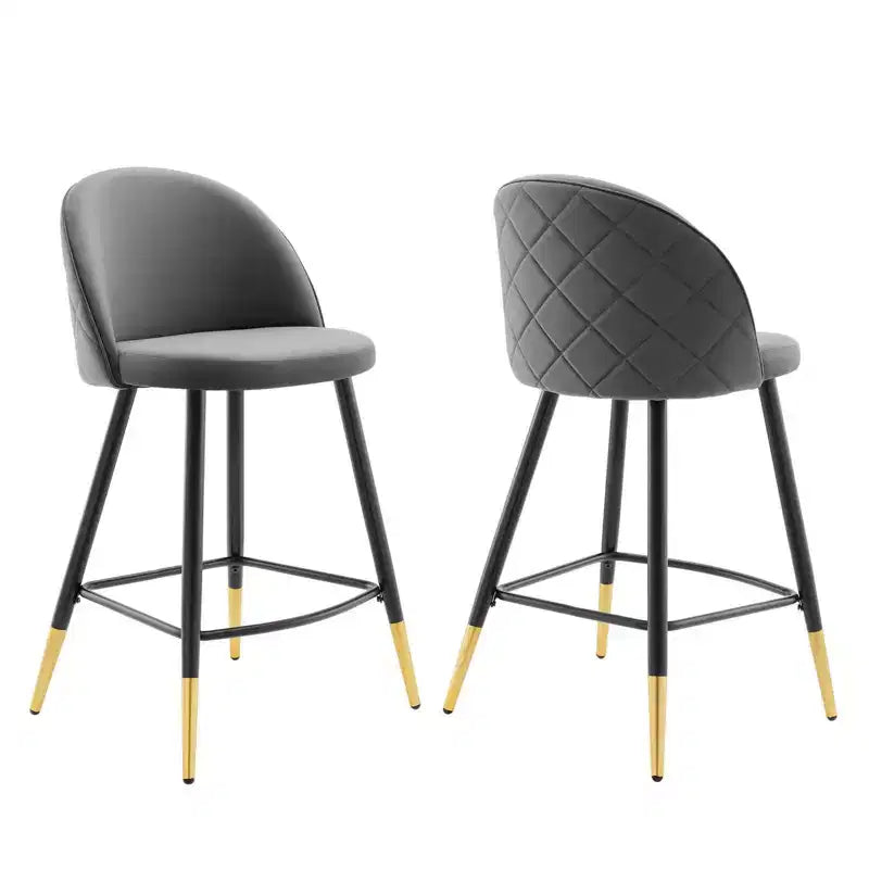 Set of 2 Cordial Performance Velvet Counter Height Barstools - Modway