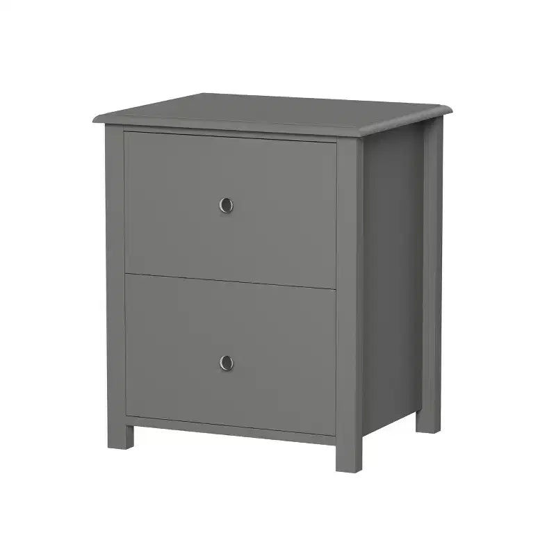 Tavolino d'appoggio Hastings Home con 2 cassetti e maniglie argentate, grigio ardesia