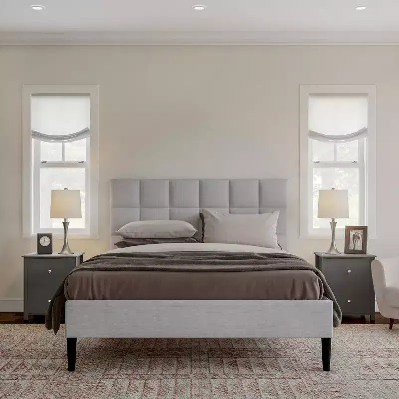 Tavolino d'appoggio Hastings Home con 2 cassetti e maniglie argentate, grigio ardesia