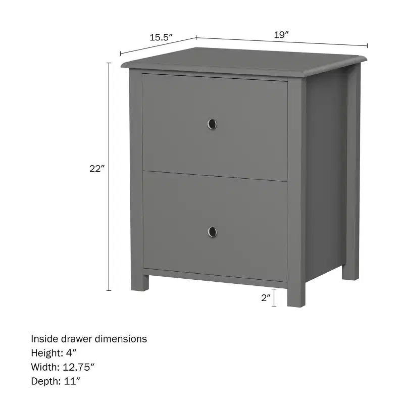 Tavolino d'appoggio Hastings Home con 2 cassetti e maniglie argentate, grigio ardesia