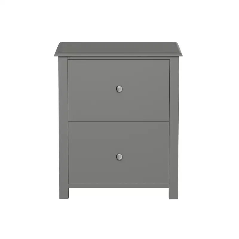 Tavolino d'appoggio Hastings Home con 2 cassetti e maniglie argentate, grigio ardesia