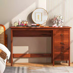 Scrivania per Computer Costway con 3 Cassetti, Workstation per Ufficio, Studio e Casa, Bianco/Nero/Marrone