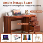 Scrivania per Computer Costway con 3 Cassetti, Workstation per Ufficio, Studio e Casa, Bianco/Nero/Marrone